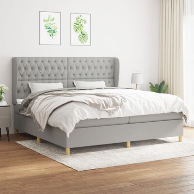 vidaXL Cama box spring con colchón tela gris claro 200x200 cm