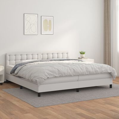 vidaXL Cama box spring con colchón cuero sintético blanco 200x200 cm