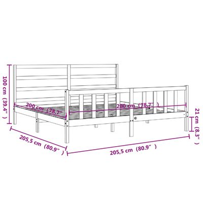 vidaXL Estructura cama y cabecero madera maciza marrón miel 200x200 cm