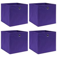 vidaXL Cajas de almacenaje 4 uds tela no tejida morado 28x28x28 cm