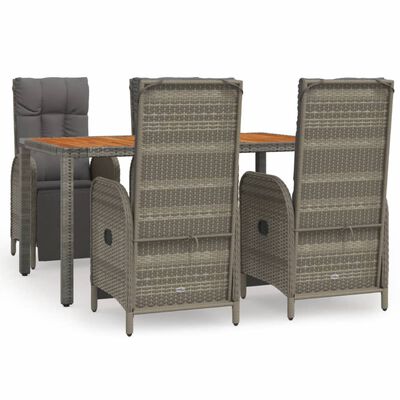 vidaXL Set comedor de jardín 5 piezas con cojines ratán sintético gris