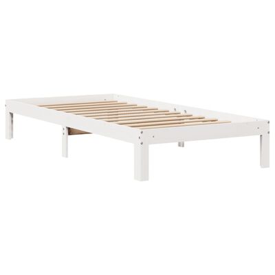 vidaXL Estructura de cama con cabecero madera pino blanco 75x190 cm