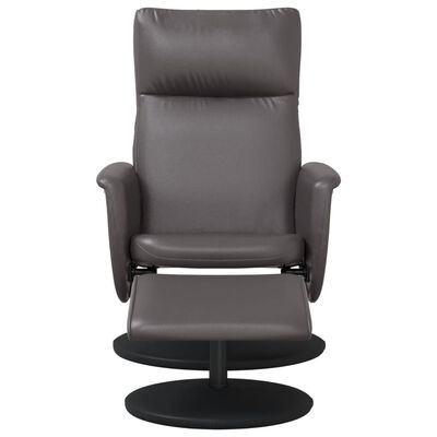 vidaXL Sillón reclinable con reposapiés cuero sintético gris