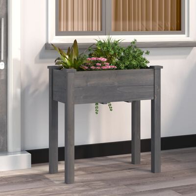 vidaXL Jardinera con forro interior madera abeto gris 71x37x76 cm