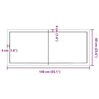 vidaXL Tablero de mesa madera maciza roble sin tratar 140x60x(2-4) cm