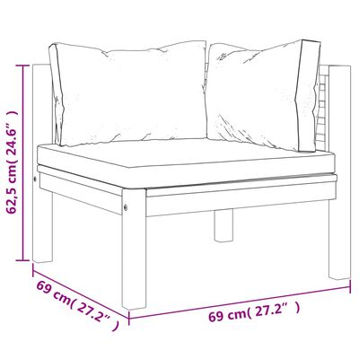 vidaXL Muebles de jardín 6 pzas cojines crema madera maciza de acacia