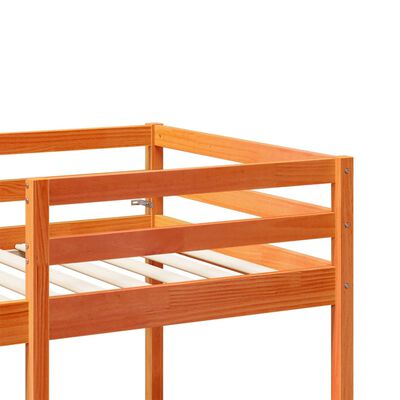 vidaXL Cama alta escritorio y asientos madera maciza marrón 75x190 cm