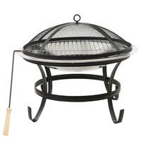 vidaXL Brasero y barbacoa 2 en 1 atizador acero inoxidable 56x56x49 cm