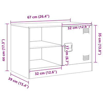 vidaXL Mueble para TV de acero amarillo mostaza 67x39x44 cm