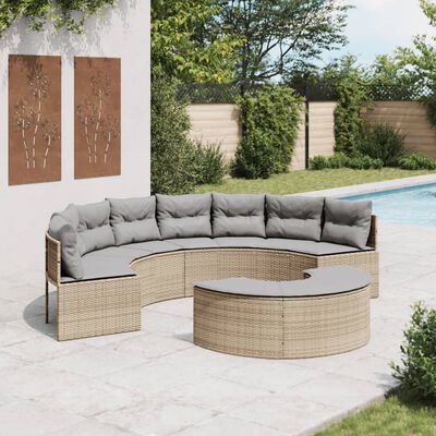 vidaXL Sofá de jardín semicircular 2 piezas ratán sintético beige