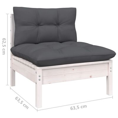 vidaXL Muebles de jardín 13 pzas con cojines blanco madera maciza pino