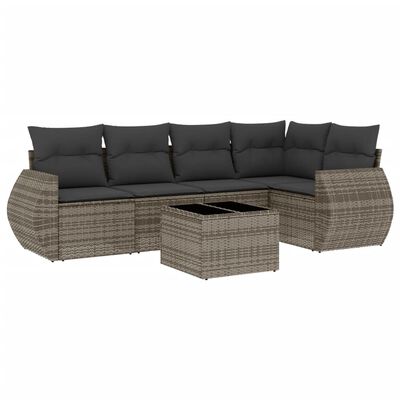 vidaXL Set de muebles de jardín 6 pzas y cojines ratán sintético gris