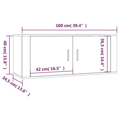 vidaXL Muebles para TV de pared 2 uds gris Sonoma 100x34,5x40 cm