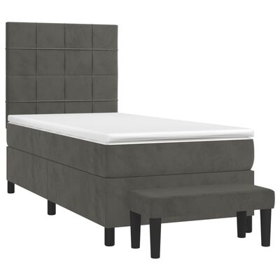 vidaXL Cama box spring con colchón terciopelo gris oscuro 80x200 cm