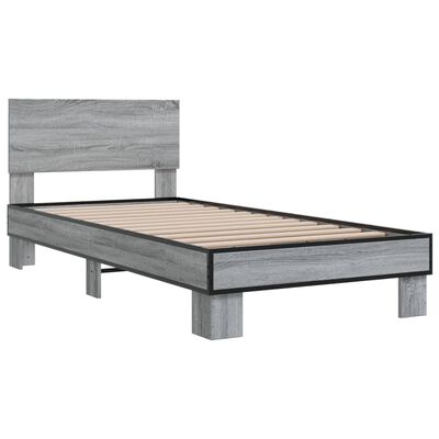 vidaXL Estructura cama madera ingeniería metal gris Sonoma 100x200 cm