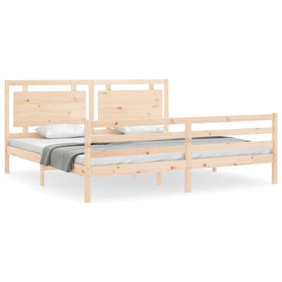 vidaXL Estructura de cama de matrimonio con cabecero madera maciza