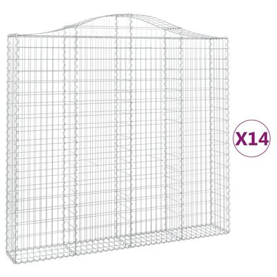 vidaXL Cestas de gaviones 14 uds forma de arco hierro 200x30x180/200cm