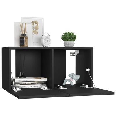 vidaXL Set de muebles de salón TV 8 piezas madera ingeniería negro