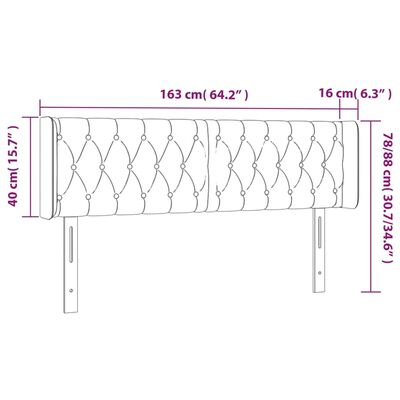 vidaXL Cabecero con LED de tela gris oscuro 163x16x78/88 cm