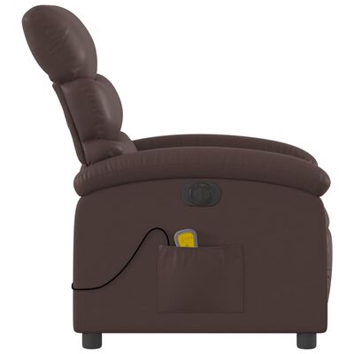 vidaXL Sillón de masaje reclinable eléctrico cuero sintético marrón