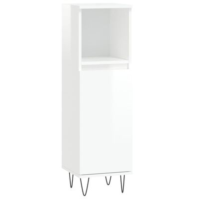 vidaXL Set muebles de baño 3 piezas madera contrachapada blanco brillo