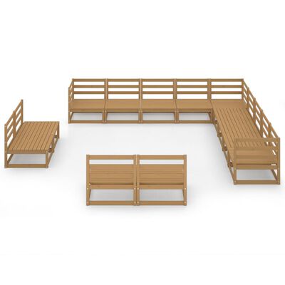 vidaXL Set de muebles de jardín 13 pzas madera maciza pino marrón miel