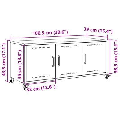 vidaXL Mueble de TV de acero verde oliva 100,5x39x43,5 cm