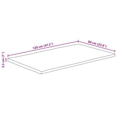 vidaXL Tablero de mesa borde natural madera maciza mango 120x60x2,5 cm