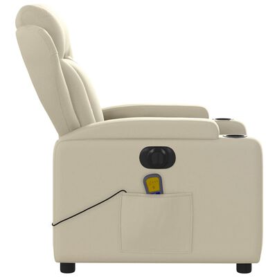 vidaXL Sillón de masaje reclinable eléctrico cuero sintético crema