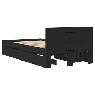 vidaXL Estructura cama con cabecero madera ingeniería negra 75x190 cm