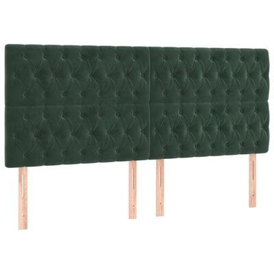 vidaXL Cabeceros 4 unidades de terciopelo verde oscuro 100x7x78/88 cm