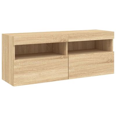 vidaXL Mueble de TV de pared con luces LED roble Sonoma 100x30x40 cm