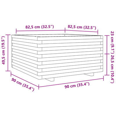 vidaXL Jardinera madera de pino impregnada 90x90x49,5 cm