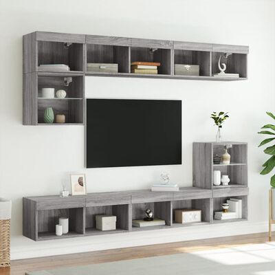 vidaXL Mueble para TV con luces LED gris Sonoma 80x30x30 cm