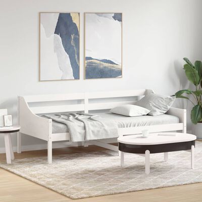 vidaXL Sofá cama sin colchón madera maciza de pino blanco 90x200 cm