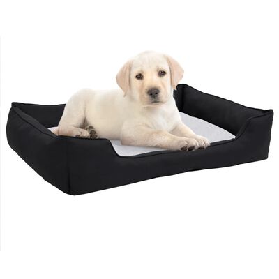 vidaXL Cama de perro felpa apariencia de lino negra y blanca