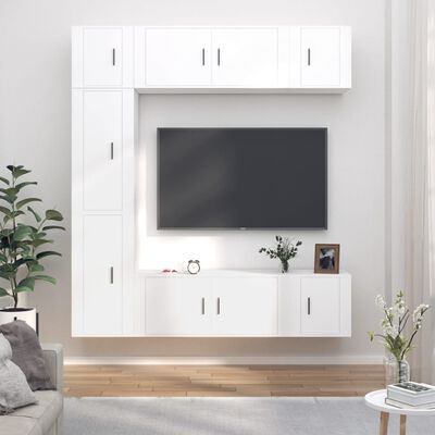 vidaXL Set de muebles para TV 7 piezas madera contrachapada blanco