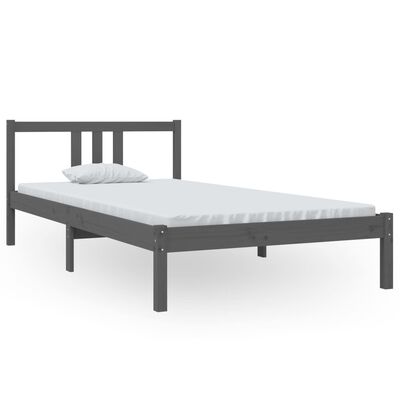 vidaXL Estructura de cama madera maciza gris 100x200 cm