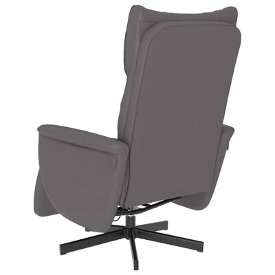 vidaXL Sillón reclinable de masaje con reposapiés cuero sintético gris