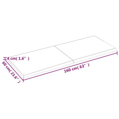 vidaXL Encimera de baño madera maciza sin tratar 160x60x(2-4) cm