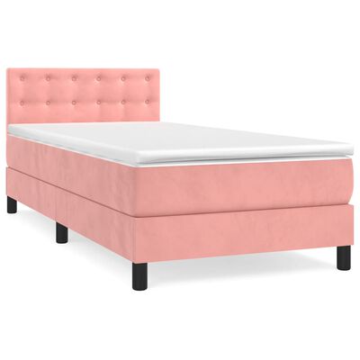 vidaXL Cama box spring con colchón terciopelo rosa 80x200 cm