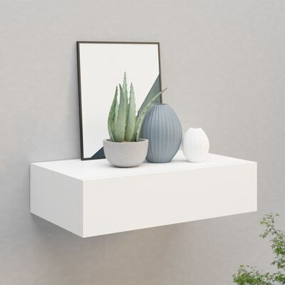 vidaXL Estante con cajón de pared MDF blanco 40x23,5x10 cm