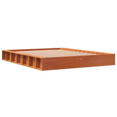 vidaXL Cama sin colchón madera maciza de pino marrón cera 140x200 cm