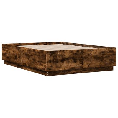 vidaXL Estructura de cama madera de ingeniería roble ahumado 120x190cm