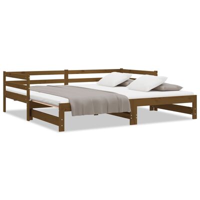 vidaXL Sofá cama extraíble madera maciza pino marrón miel 2x(90x200)cm