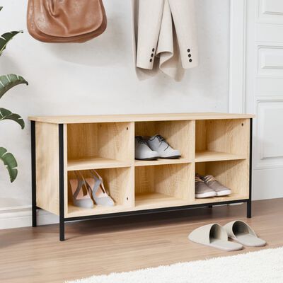 vidaXL Mueble zapatero madera contrachapada roble Sonoma 100x35x50 cm