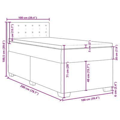 vidaXL Cama box spring con colchón cuero sintético capuchino 100x200cm