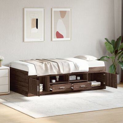 vidaXL Sofá cama con cajones sin colchón roble marrón 75x190 cm