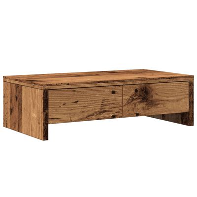 vidaXL Soporte de monitor con cajones madera envejecida 50x27x15 cm