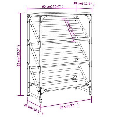 vidaXL Mueble zapatero madera de ingeniería roble ahumado 60x30x85 cm